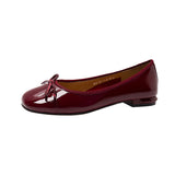 Breakj Bow Head Shallow Flat Bottom Low Heel Single Shoes Women 2025 Spring And Autumn New Patent Leather Women's Shoes Wedding