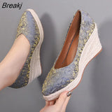 High Heels Women Wedges Shoes Elegant Ladies Party Shoes Brand Women Pumps Retro Woman Wedge Heel 8cm