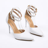 Breakj New Pointed High-Heeled Shoes Fine Heel Fashion Hollow Single Shoe Temperament Belt Buckle Women's Shoes Sandals Large