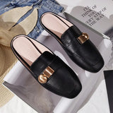 Breakj Half Slippers Women Wear Spring And Autumn New Flat Cool Drag Without A Back And Lazy Mule Shoes Size