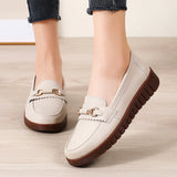 Breakj New Women's Shoes Leather Flat Sole Women's Bean Shoes One Foot Pedal Casual Women's Comfortable Mother