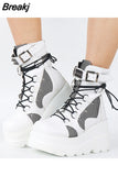 Wedges Women Ankle Boots 2023 Autumn Winter Gothic Street Comfy Fashion Cool Woman Shoes Motorcycle Boots Big Size