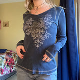 Angel Wings Print Tops Fairy Grunge Graphic T Shirts Vintage Indie Aesthetic Clothes Cyber Y2k Slim Long Sleeve