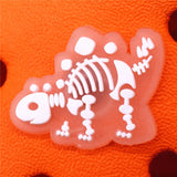 Luminous Shoe Charms Fluorescent White Dinosaur Skeleton PVC Shoe Buckle Decoration Fit Croc Jibz Party Kids Gifts