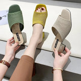 Slippers 2022 summer Fashion Fly Weave Outdoor Sandals Women Closed Toe Comfort Slippers Women Medium Heel