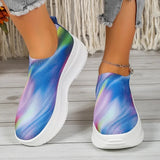 Mixed Color Knitted Sneakers Women 2023 New Slip On Platform Vulcanize Shoes Woman Plus Size Non Slip Walking Shoes
