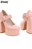 Big Size 43 Brand New Great Quality Block High Heel Chunky Platform Shoes Spring Summer Sexy Goth Mary Jane Footwear