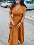 ZANZEA Women Maxi Long Dresses 2022 Bohemian Short Sleeve Vestidos Oversized Summer Party Sundress Oversized V Neck Robes