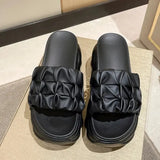 House Slippers Platform Slides Slipers Women Heeled Mules Black Sandals Fashion Lady 2024 High Summer Beige Luxury