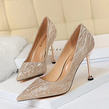 Breakj Versatile Women's Shoes Bridesmaids Wedding Shoes High Heel Shallow Pointed Sexy Nightclub Show Thin Female Singles
