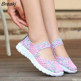Size Women Flat Shoes 2023 Fashion Elastic Band Weave Shoes Women Comfort Flat Shoes Women Casual Loafers Zapatos De