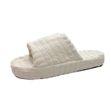Breakj Thick Bottom To Keep Warm Hair Slippers Women's Autumn And Winter New Mowing Towel Cotton