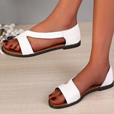 Breakj Wind Large-Size Fish Mouth Type Flat-Soled Sandals 2024 New Dew Women's
