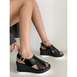 Breakj Summer Fashion Sandals Large-Size Buckle With Loose Pastry Slope And Thick-Soled Beach