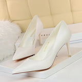 Breakj Korean Version Of Fashion Simple And Versatile Women's Shoes Fine Heel High Heel Shallow Mouth Pointed Professional OL Show Thin Women's Single