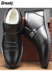 Genuine Leather Shoes Men Winter Boots Warm Plush for Cold Winter Mens Ankle Boots Cow Leather Male Footwear Black