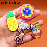 1pcs Pineapple PVC Shoe Charms Pink Carriage Unicorn Owl Shoe Accessories Decorations fit Croc Bracelet Kids