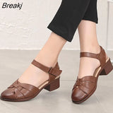 Ladies Sandals Genuine Leather 2023 Summer New Large Size Roman Shoes Ladies High Heel Casual Fashion Sandals