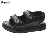 Women Summer Sports Sandals Thick-soled Increased Plaid Roman Shoes With Casual RoundToe Comfortable Felmale Flat