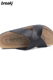 2023 Summer Cross Cork Slipper New Fashion Women Casual Beach Slip on Outside Non-slip Slides