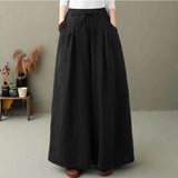 Women's Wide Leg Pants ZANZEA Stylish Culottes Trousers Casual Long Pantalon Palazzo Female Elastic Waist