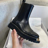 Women's Ankle Boots Platform PU Leather Lace-up Female Footwear Thick Bottom Motorcycle Boots Casual Ladies Shoes Fashion