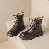 Old Model Continues To Produce ~ Autumn And Winter Sheep Leather Martin Boots Women's Lace-Up With Thick Anti-Slip Short Boots Women's Thick Heel Wool