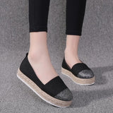 Espadrilles Women's Loafers for Women 2023 Slip On Shallow Weave Flat Shoes Platform Comfort Ladies Moccasins