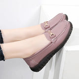 Breakj Metal Buckle Round Head Pedal Soft Base Shallow Mouth Fashionable Funle Shoes Female British Wind Flat Bottom Leisure Single