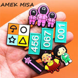 Sale 1pcs Squid Game Croc Charms Buckle 33 Popular Korean Dramas PVC Shoe Decorations Accessories fit jibz Xmas Gifts
