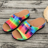Asia Large-Size Thick Bottom Hollow One-Word Slippers Female Dew Car Sewing Slope And Beach Cool Slippers