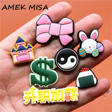 Rice Ball Bunny Shoe Charms Accessories Bow Tai Chi Get Promoted Shoe Buckle Decorations fit Kids X-mas Party Gift