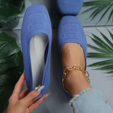Breakj Size Fly Woven Single Shoes Female Spring Autumn New Square Head Low Heel Lazy Casual Mother