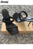 Summer Pumps Sexy Outdoor Slippers Sandals Shoes Women Thin High Heels Square Toe Sandal Lady Pump Shoes