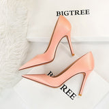 Breakj Fashion Simple Ultra High Heel Shallow Pointed Sexy Nightclub Show Thin Silk Women's Singles