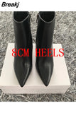 Fashion Women 10cm High Heels Boots Winter Stiletto Heels Black White Ankle Boots Plus Size 42