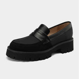 Size 34-40 Women Loafers Real Leather Fashion Platform High Heels Shoes For Woman Spring Casual Office Lady