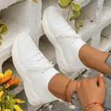 Spring Women's Knitted Breathable Sneakers Lightweight Non Slip Sports Tennis Shoes for Women Comfy Lace Up Casual
