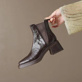 Breakj Fashion Square Head Sleeve Show Slim And Premium Chelsea Boots Winter New Pleated Short