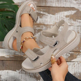Breakj 2025 Summer Women's Shoes Large-Size Thick-Sed Casual Sandals With Magic Stickers Women's