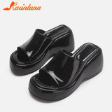 Fashion Brand Women's Slippers 2023 Wedge High Heeled Sandals European Style Simply Casual Comfy Walking Slippers
