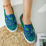 Graffiti Women Flat Shoes Shallow Thick Bottom Casual Canvas Female Footwear Spring Slip On Women's Shoes Plus Size