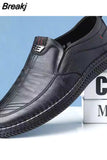 Business Leather Men Shoes Summer Slip on Loafers Men Casual Leather Shoes Black Flats Driving Shoes