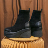 Women's Boots 2023 Autumn Winter Botines Chelsea Short Platform Shoes Chunky Elegant Ankle Black Free Shipping and Low
