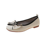 Breakj Fragrant Wind Bow Light Mouth Single Shoes Women 2025 Spring And Summer New Flat Sole Pedal Bean Shoes Large Size Women's