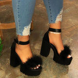 Waterproof Table High-Heeled Sandals Women's Hair Buckle Women's 2025 Fashion New Coarse Heel Women's