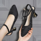 2023 High Heels New Solid Color Sandals Summer One Word Buckle Comfortable Baotou Sexy Single Shoes Women Casual