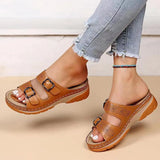 Style Buckle Wedges Slippers for Women Summer 2023 Open Toe Platform Sandals Woman Beach Non Slip Female Flip Flops