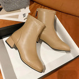 Winter New Fashionable Round Head Leather Outerwear with Back Zipper High Heel for Warm Comfortable Large Size Naked