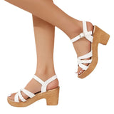 Breakj Coarse-Heeled Sandals Women 2024 Summer New Large-Size Buckle With High Heel Fashion